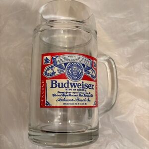 Vintage Heavy Budweiser Beer Glass Mug Stein